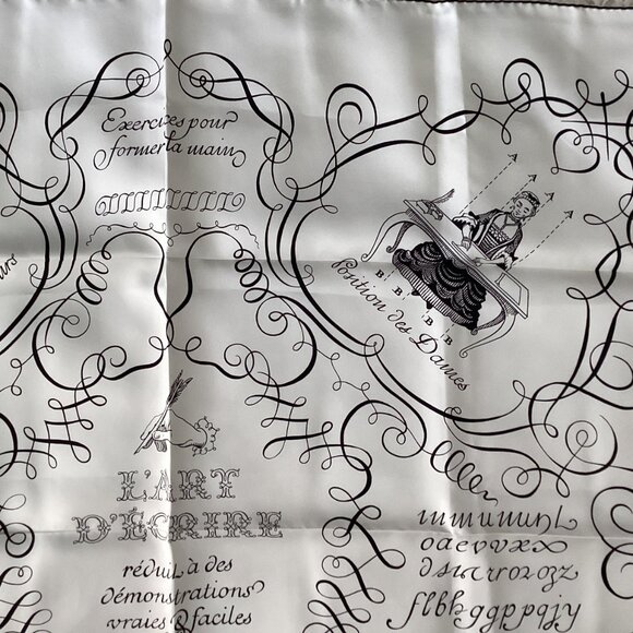 HERMES Scarf Carre 90 L'ART D'ECRIRE 100% Silk - Picture 4 of 10